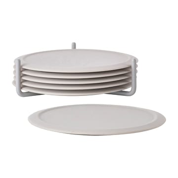 Singles glasonderzetter 6-pack met houder - Warm grey - Zone Denmark