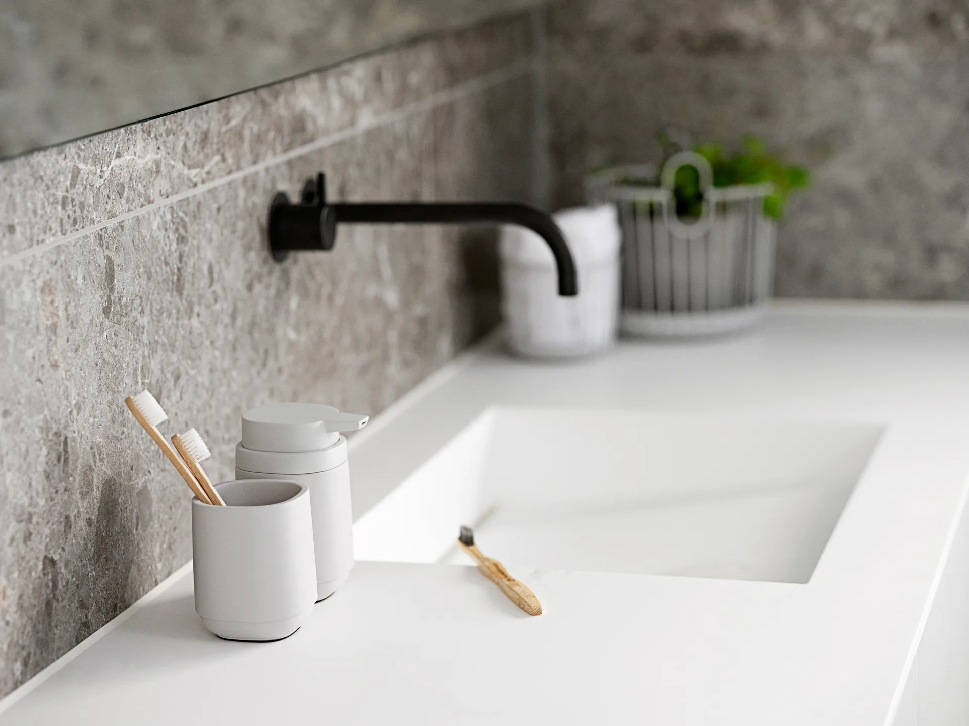 Time tandenborstelbeker 9,8 cm, Soft grey Zone Denmark