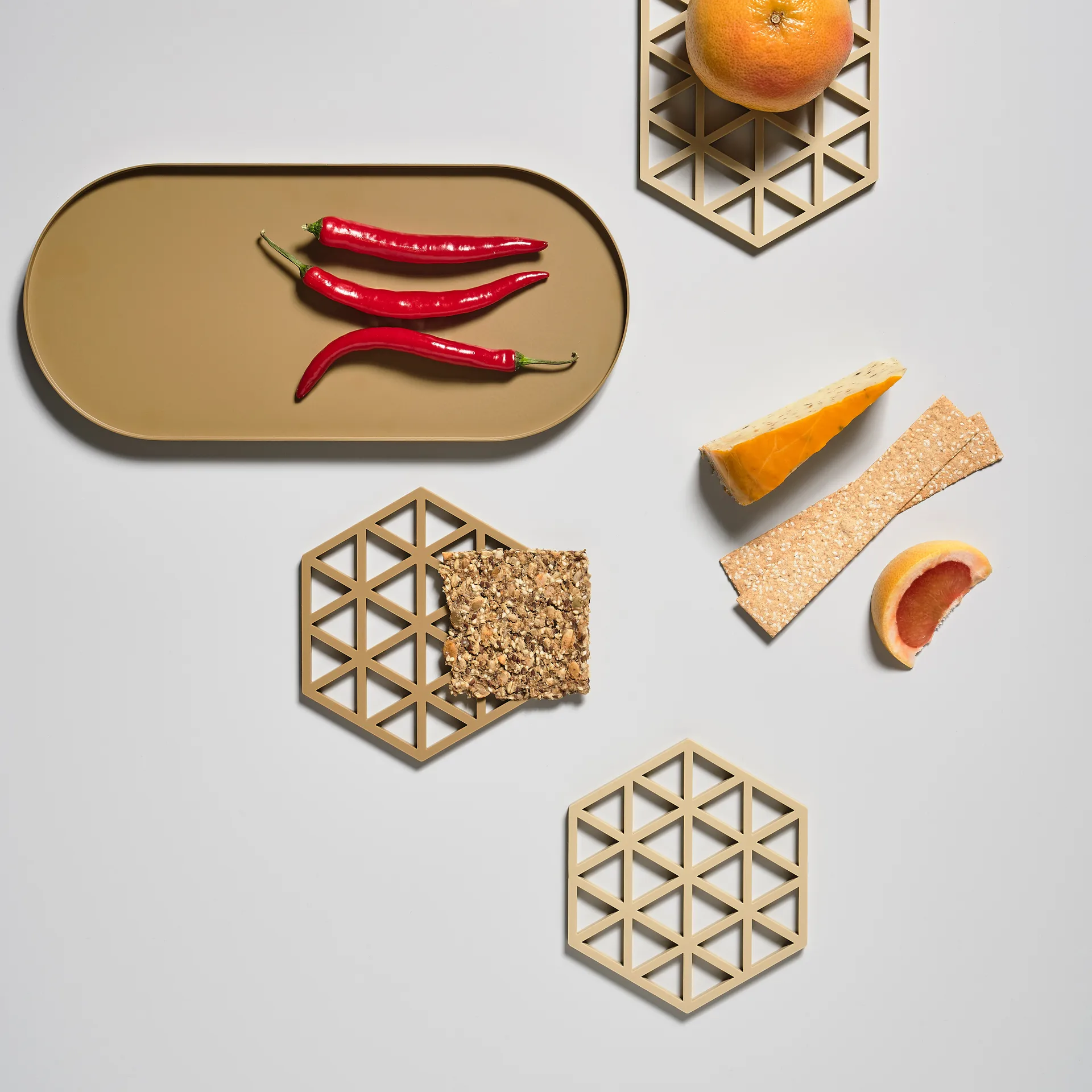 Triangles pannenonderzetter 14x16 cm, Khaki Zone Denmark