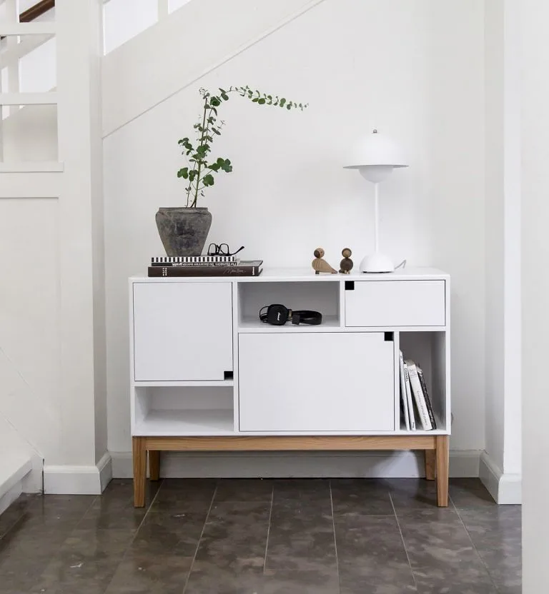 Citti 6x3 kast, white, onderstel in matgelakt eikenhout Zweed