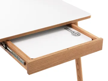 Dino+ eettafel met uitschuifblad - wit, eikenhouten onderstel, 2 extra bladen - Zweed