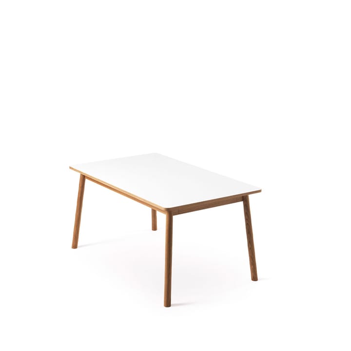 Dino+ eettafel met uitschuifblad, wit, eikenhouten onderstel, 2 extra bladen Zweed