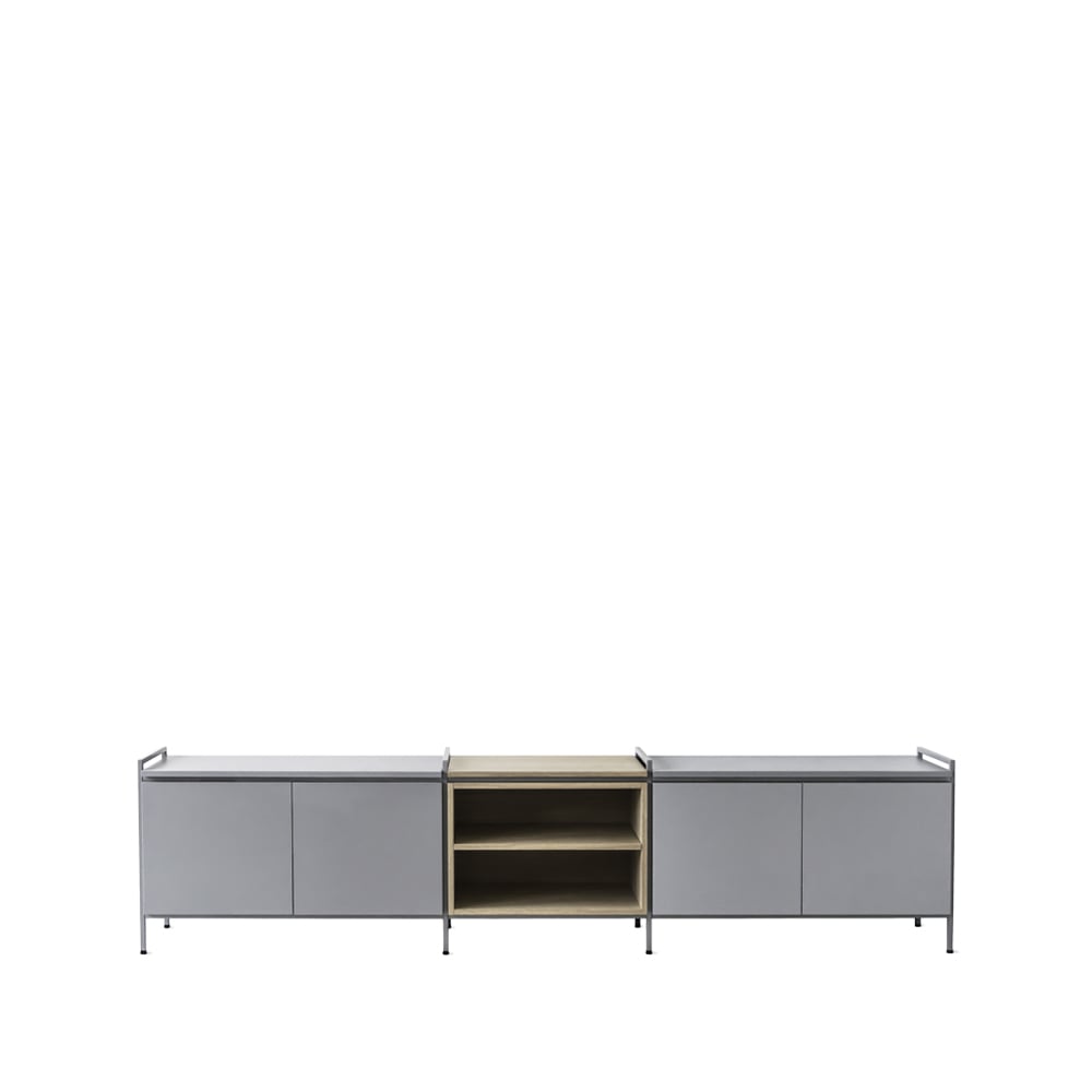 Zweed Molto Låg sideboard grijs/eikenhout, 3 delen