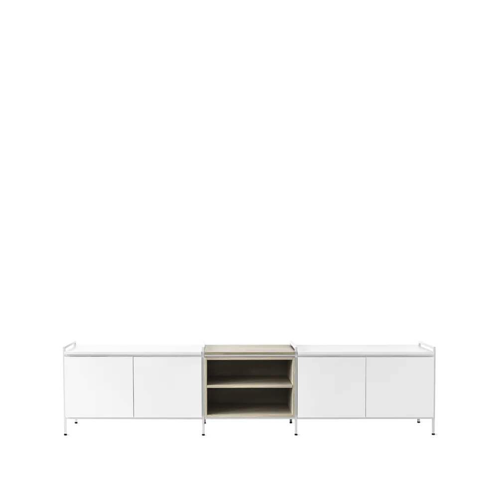 Molto Låg sideboard, wit/eikenhout, 3 delen Zweed