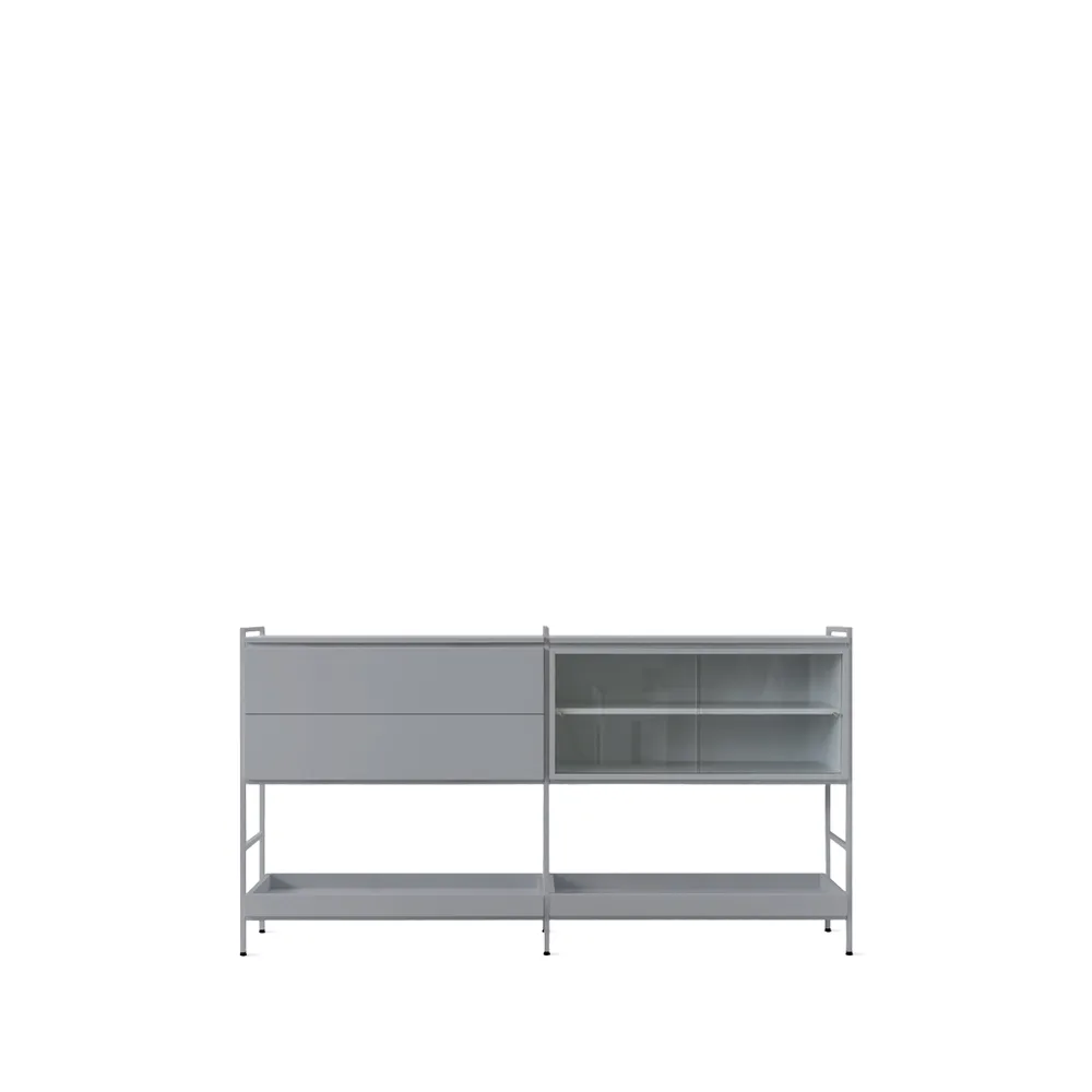 Molto Medium sideboard, grijs, 2 delen met vitrine Zweed