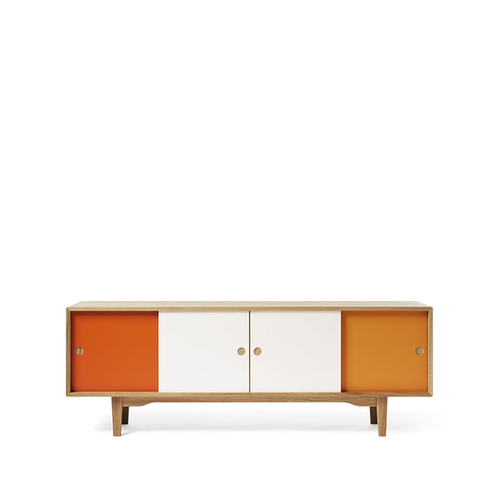 Moodi 180 sideboard - oranje/wit, eikenhouten frame - Zweed