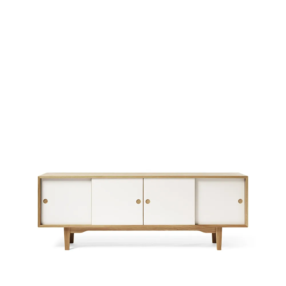 Moodi 180 sideboard, wit/eikenhout, eikenhouten frame Zweed