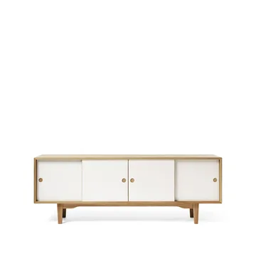 Moodi 180 sideboard - wit/eikenhout, eikenhouten frame - Zweed