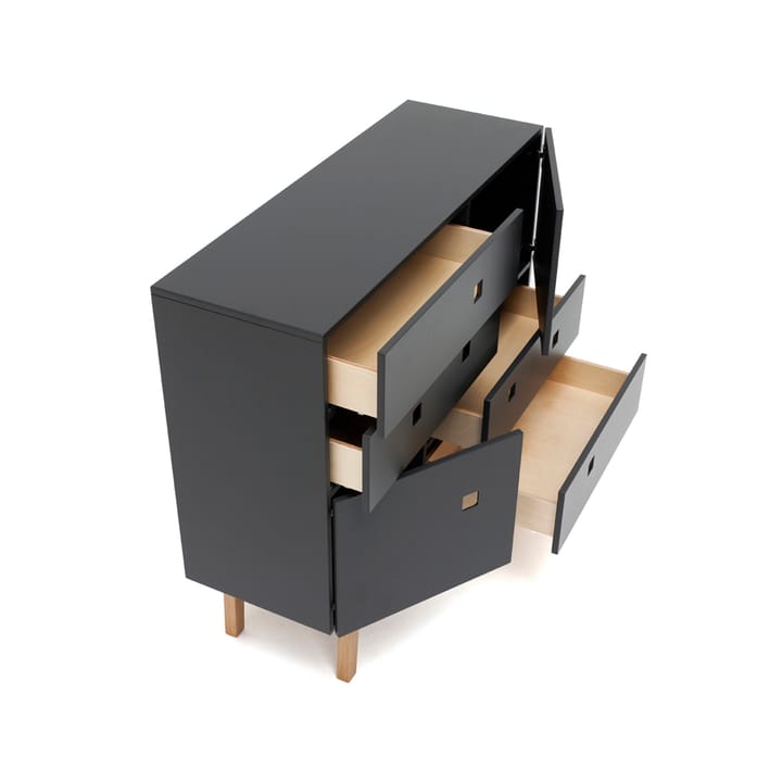 Peep B1 ladekast, slate grey, retro, eikenhouten onderstel Zweed