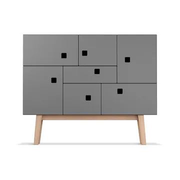 Peep C1 kast - slate grey, retro, eikenhouten onderstel - Zweed