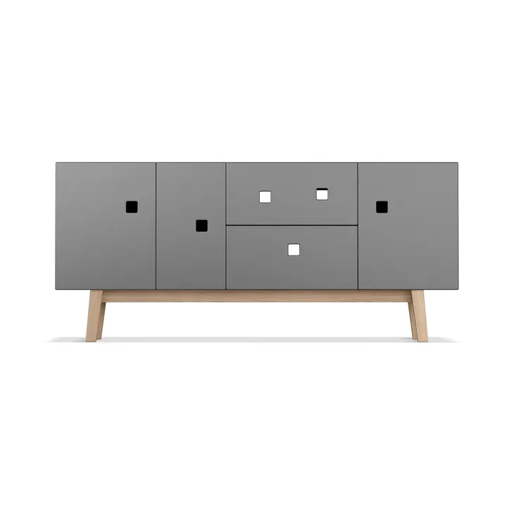 Peep M2 tv-meubel - slate grey, retro, eikenhouten onderstel - Zweed