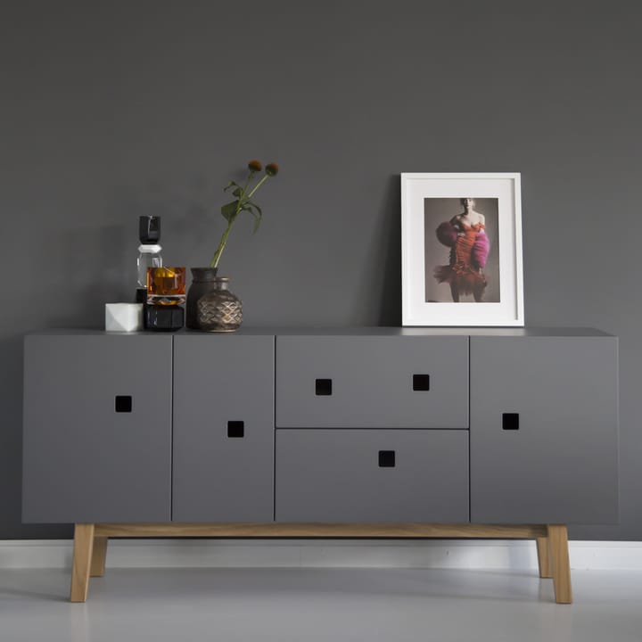 Peep M2 tv-meubel, slate grey, retro, eikenhouten onderstel Zweed