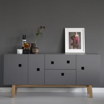 Peep M2 tv-meubel - slate grey, retro, eikenhouten onderstel - Zweed