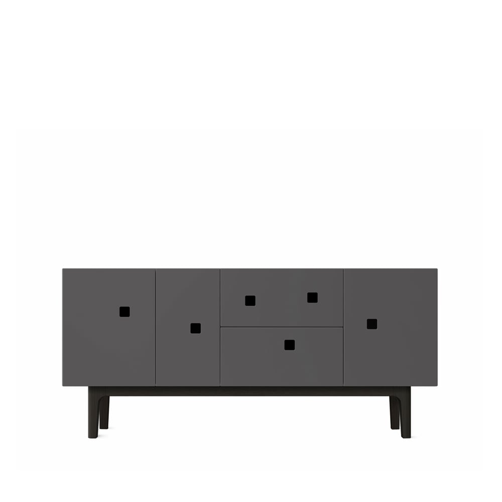 Zweed Peep M2 tv-meubel slate grey, zwarte lak | Scandinavisch Interieur | Ladekasten & dressoirs | Grijs