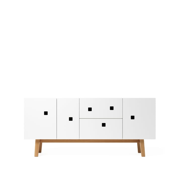 Peep M2 tv-meubel - wit, retro, eikenhouten onderstel - Zweed