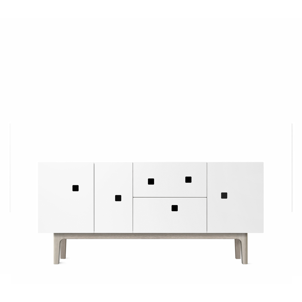 Zweed Peep M2 tv-meubel wit, witgepigmenteerd eikenhout
