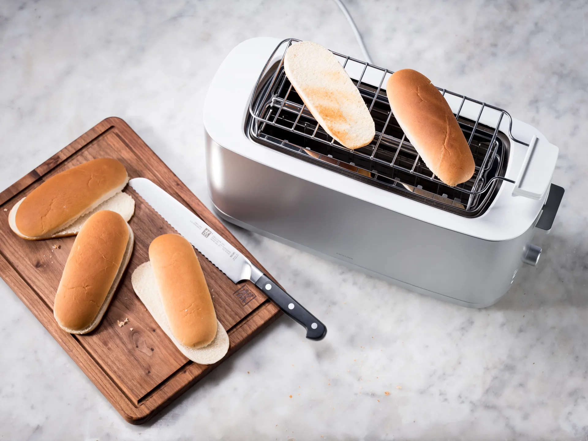 Zwilling Broodrooster met bun warmer - 2 korte sleuven, Zilverkleurig Zwilling