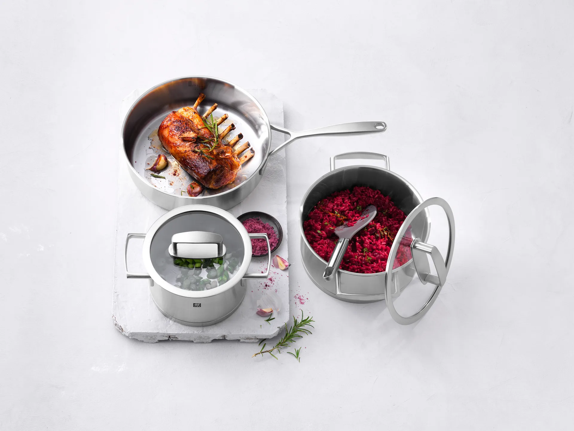 Zwilling Vitality pannenset 3-delig, Roestvrij staal-transparant Zwilling