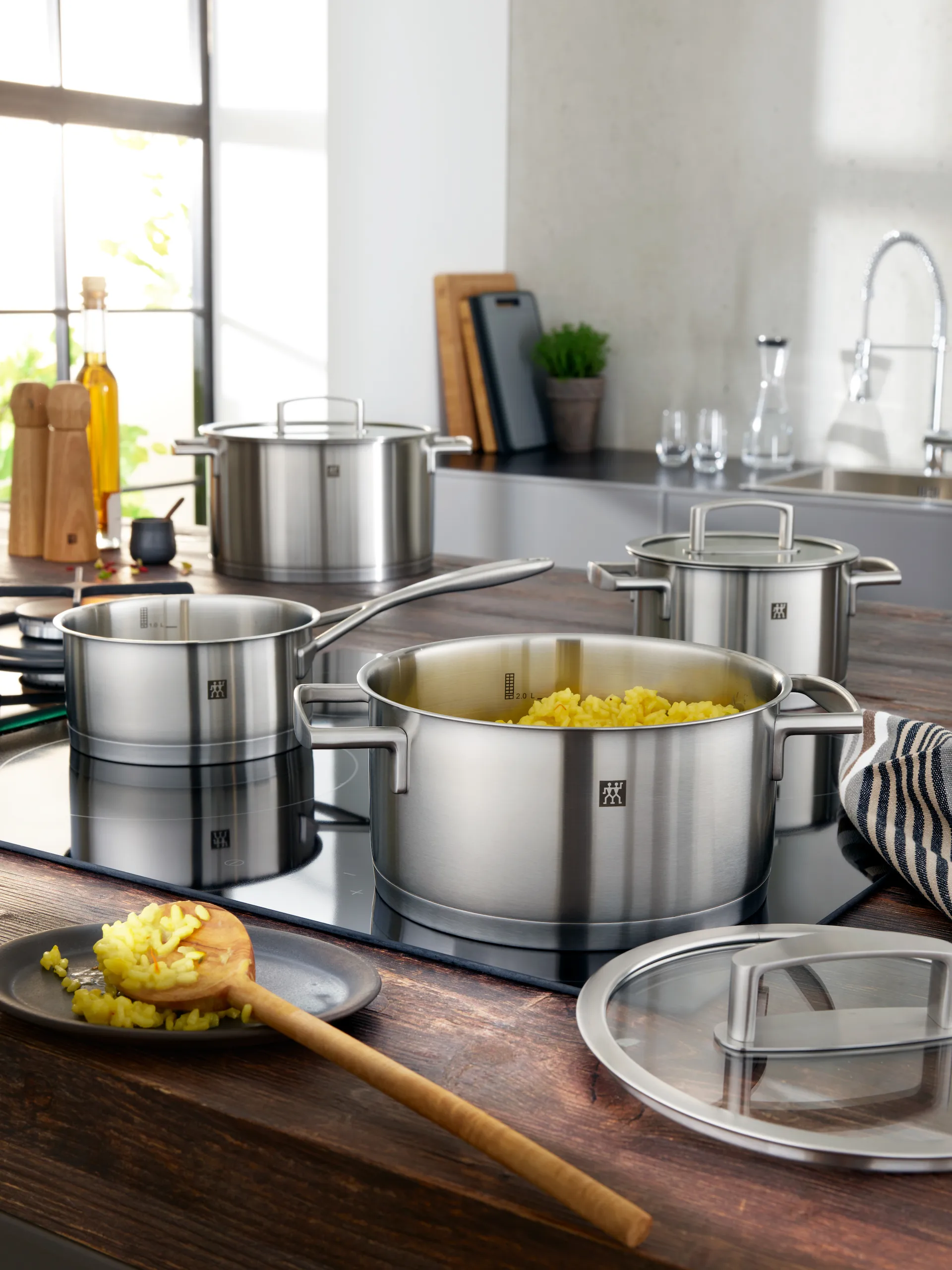 Zwilling Vitality pannenset 3-delig, Roestvrij staal-transparant Zwilling