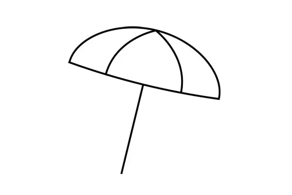 Lijntekening van een strandparasol.
