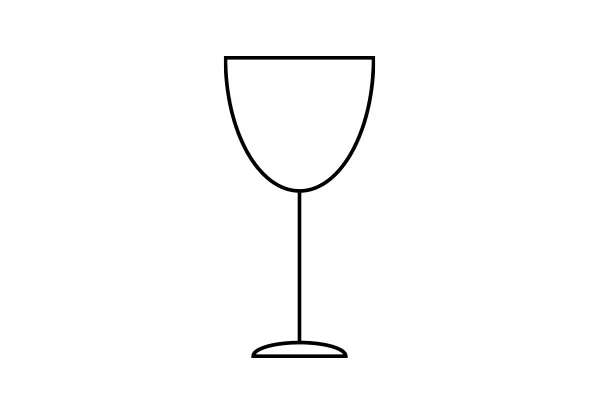 Omtrek van een leeg wijnglas