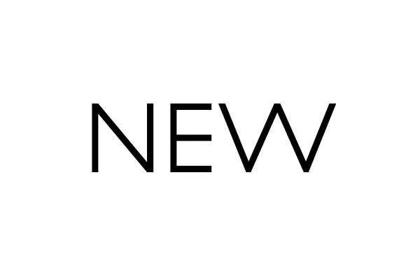 Het woord NEW in zwart schreefloos lettertype op een witte achtergrond.