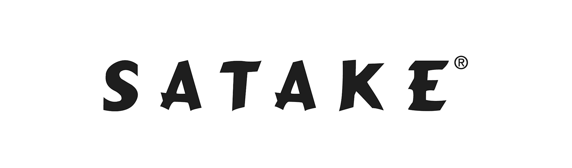 "SATAKE"-logo in een gestileerd, vet zwart lettertype, met een geregistreerd handelsmerksymbool.