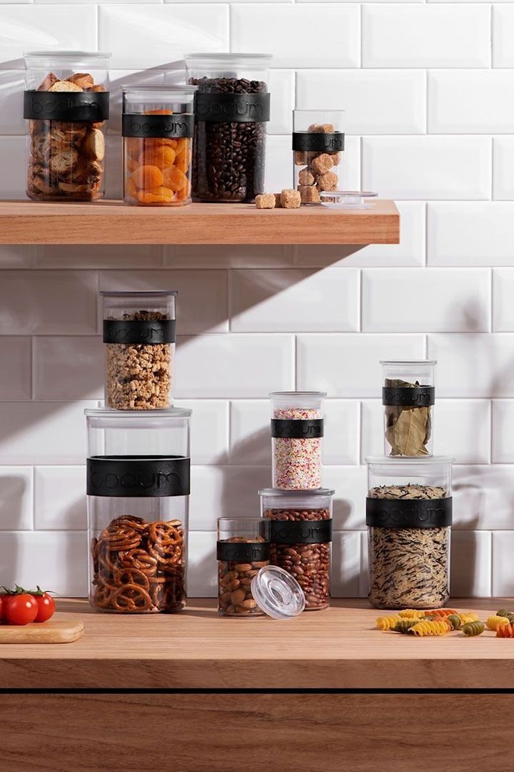 De Presso containers van Bodum zijn verkrijgbaar in verschillende maten en zijn ideaal voor het bewaren van gedroogd eten.