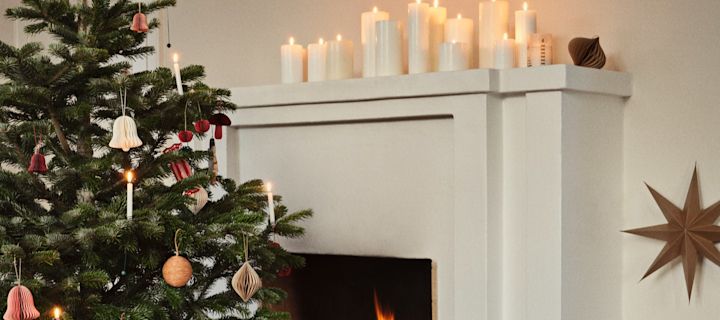 De kerstdecoratie van Broste Copenhagen voor 2024 bestaat uit prachtige papieren versieringen.